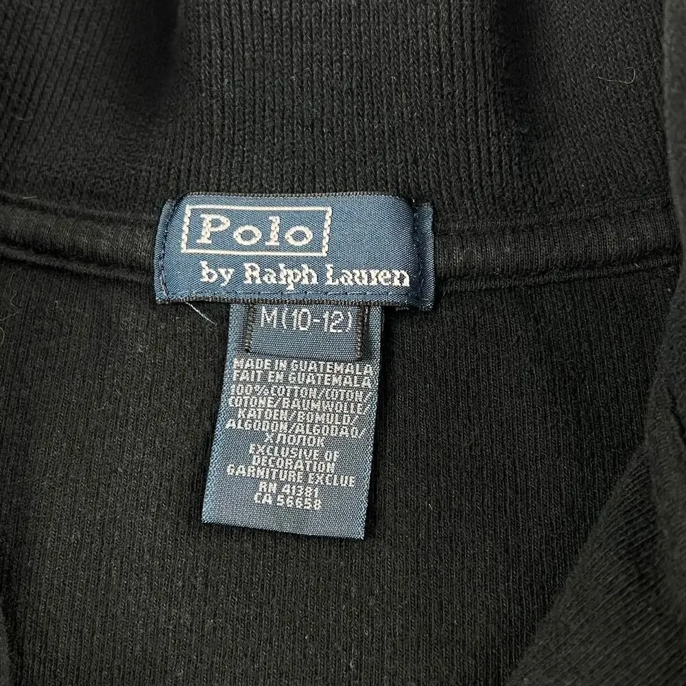 Polo Ralph Lauren 1/4 Zip Boys size Medium Black ribbed Pullover Shirt
